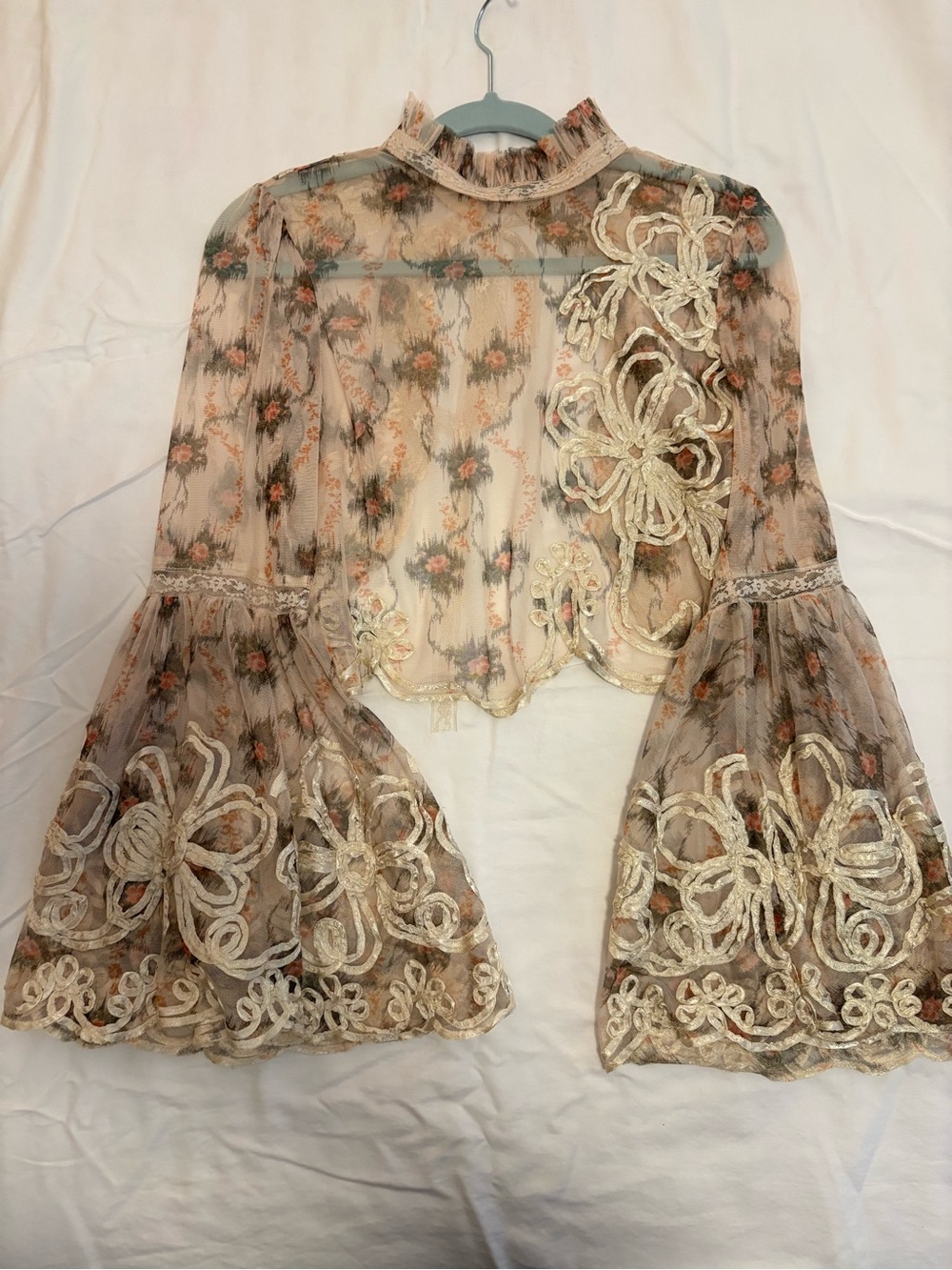 Free People Embroidered Daydream Top - Sheer/Embroidered - Cream/Blush - Picture 3 of 5